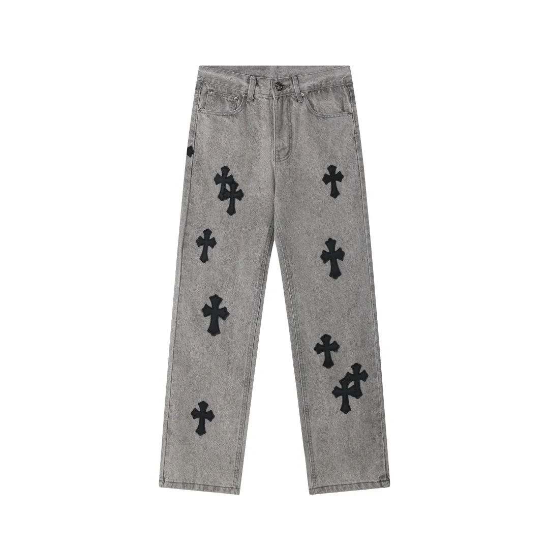 P236 💰 (Top version) -Chrome Hearts/Chrome Hearts MattyBoySex JJ Lin's same style limited gray and black leather denim trousers -Vibe style straight stacked god-level version -Black and gray faded denim fabric -Full set of old vintage hardware - Chrome Hearts washed gray The high version uses high-ounce custom fabrics, fermentation washing and soft color fixation, soft and thick to wear, the details are all made by hand-polished craftsmanship, full-print jacquard fabric Unique design style. Multiple processes to create a full retro feel. Niche unique non-contrast shirt. Customized distressed spray-painted buttons. Craftsmanship in every detail. Color Gray Size 28 30 32 34 36 (corresponding to S-M-L-XL-XXL)